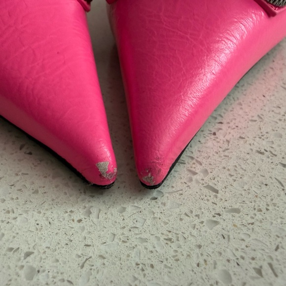 Balenciaga Cagole Leather Kitten Heels Fuchsia Pink Size EU 35 US 5 - Picture 9 of 11